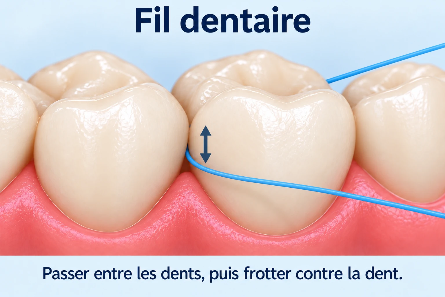 Passage du fil dentaire entre les dents